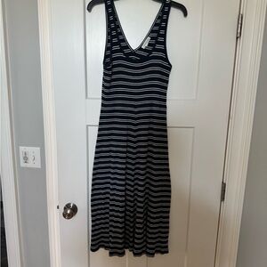 Striped Navy and White Sleeveless Dress